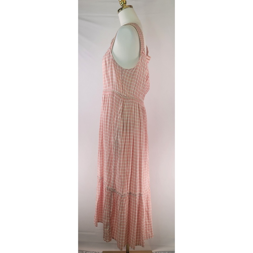 Old Navy Pink Gingham Maxi Dress Large Sleeveless Cottagecore Boho - Picture 3 of 8